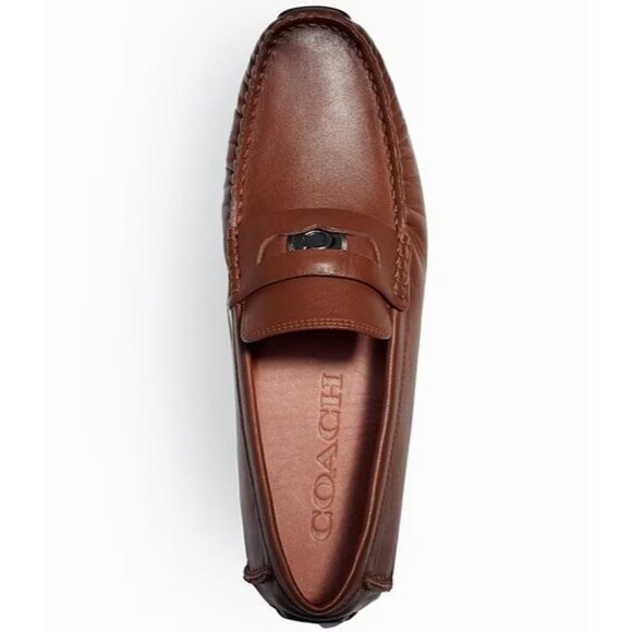 Coach C Coin Signature Drivers Men's 7 D Saddle Tan Brown Leather Loafers C8897 - Picture 4 of 5